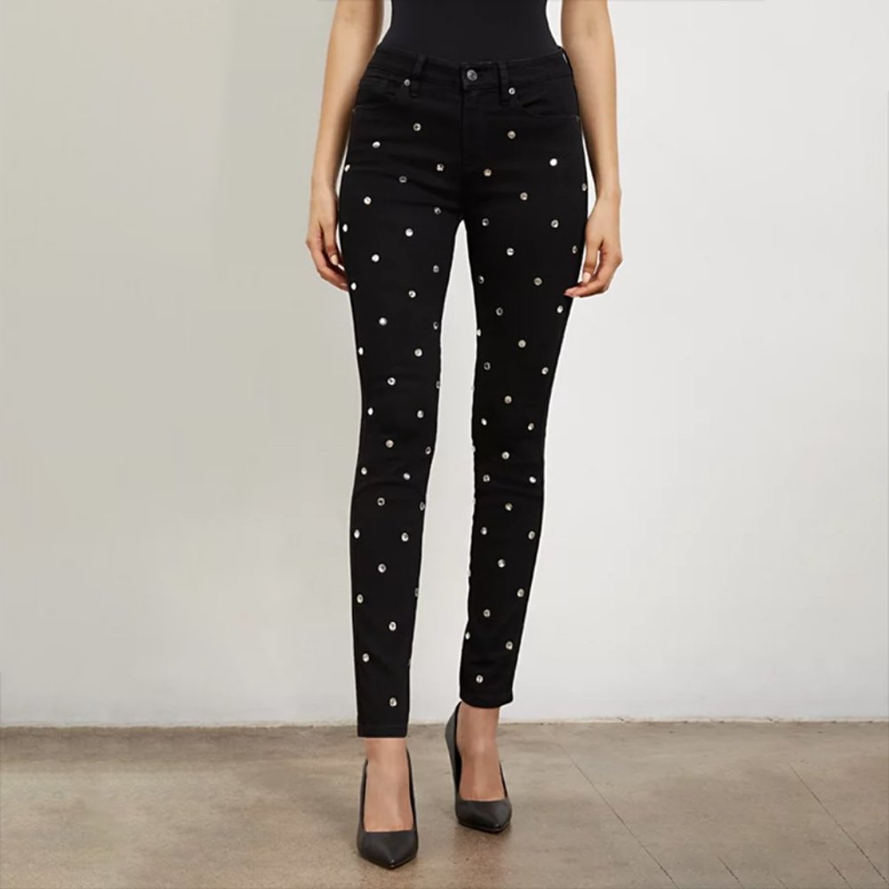 Women's New York & Company Super Skinny Studded Black Jeans - Size 2 - NWT